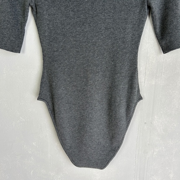 ADAY size M Like a Glove bodysuit high neck short sleeve gray merino wool blend - Picture 9 of 11